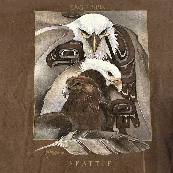 Vintage 90s Bald Eagle Spirit Seattle Washington T Shirt Size XL Animal Tee - Picture 3 of 7